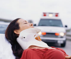 seriously injuried woman after auto collision