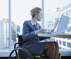 Young disabled woman at work